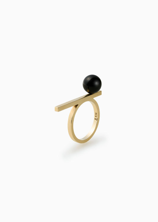 moon ring 《black chalcedony》