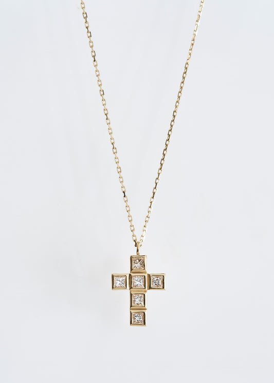 diamond croix long necklace