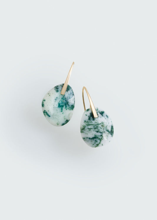 green jasper pierced earrings